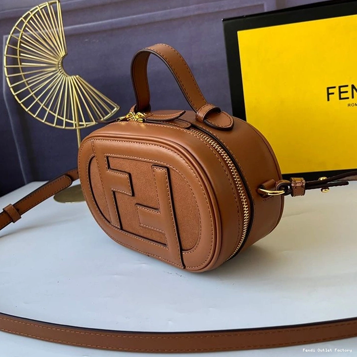 Cheap HOT Calf Case O'Lock In Leather Brown Mini Camera Fendi 0806